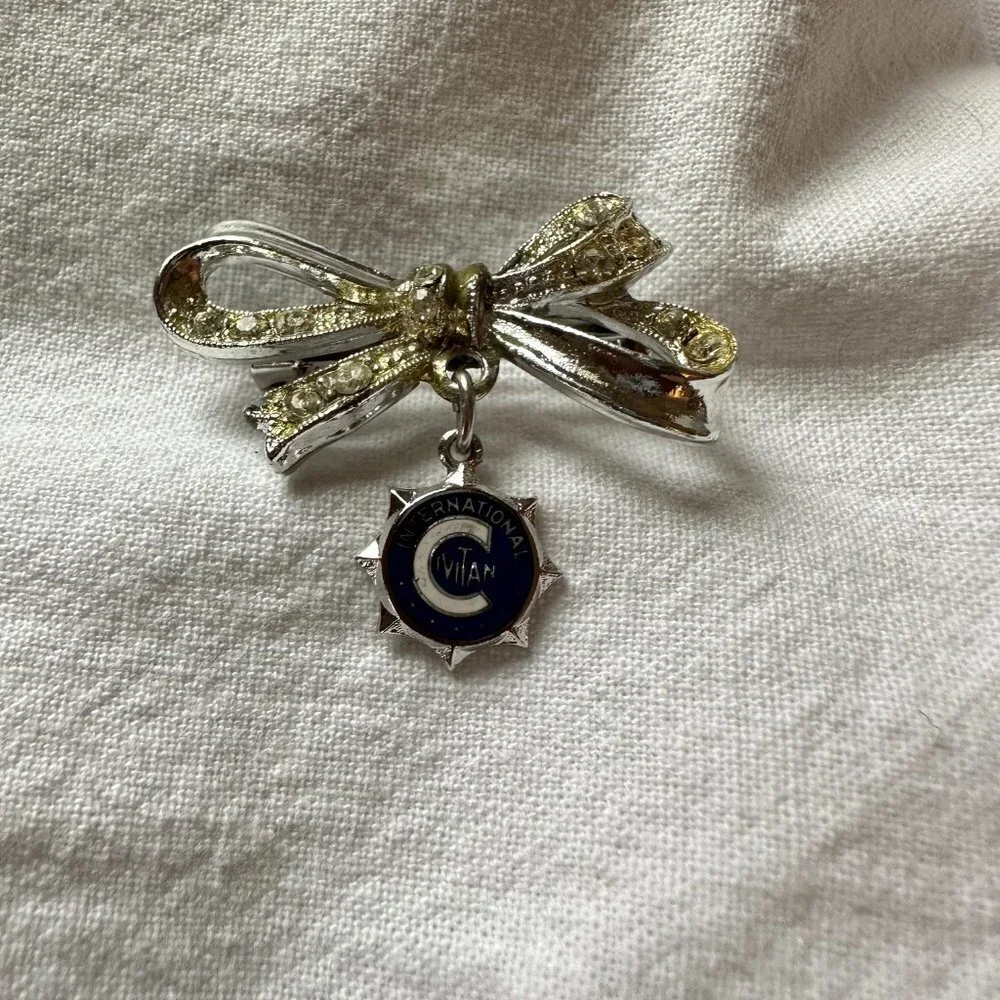 Civitan International Rhinestone Bow and Charm Member Pin - Picture 5 of 5